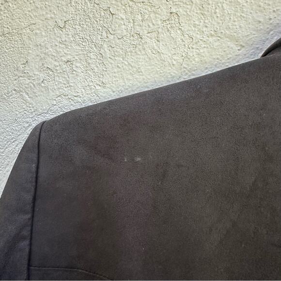 Alice + Olivia Harvey Leather Suede Open Front Jacket in Black- L - Picture 4 of 4